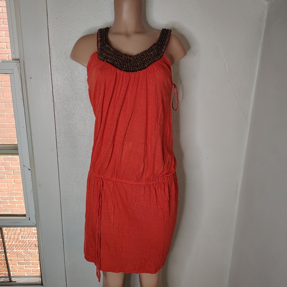Wet Seal Red Beaded Halter Neck Dress Size Medium